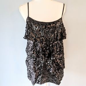 Black sparkle layered sequin tank top